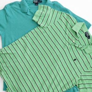 Ralph Lauren Men’s Polo Set in Aqua and Light Green Stripes